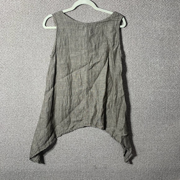 Match Point‎ Womens Blouse Top Small Brown Linen Sleeveless Lagenlook Breathable - Picture 4 of 10